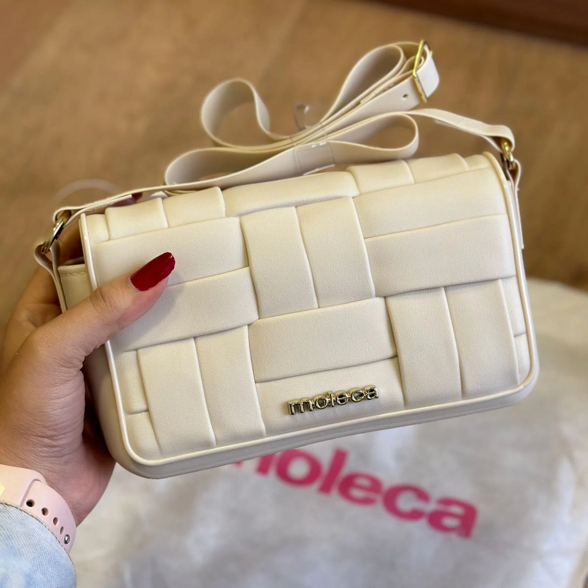 Sandália moleca Cristal Branco 5469121 + Bolsa Moleca 50041.1.31 Branco